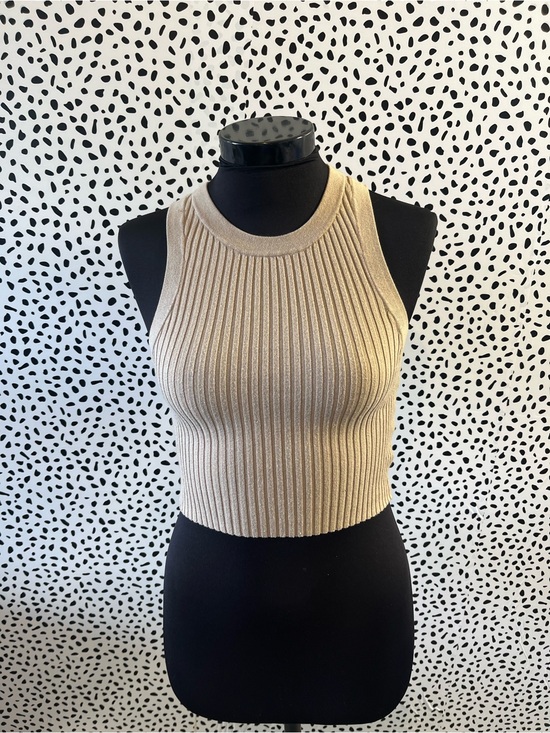 Divided Tops - Divided Beige Ribbed Crop Tank